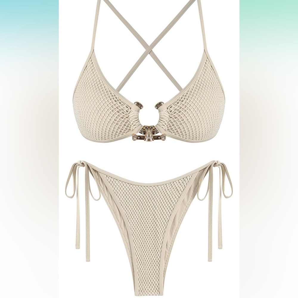 Zaful Beige Crisscross Bikini Set